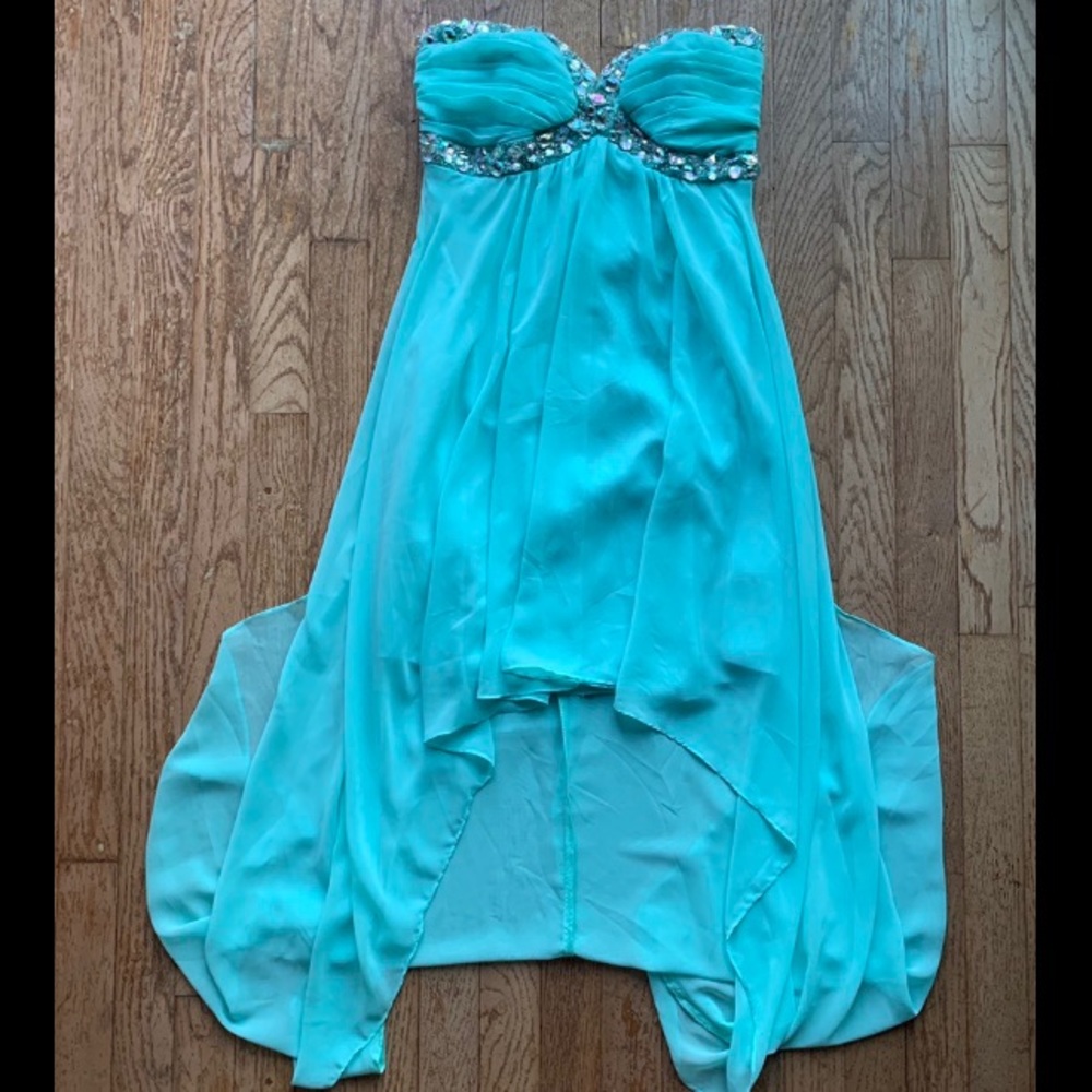 deb high low strapless dress